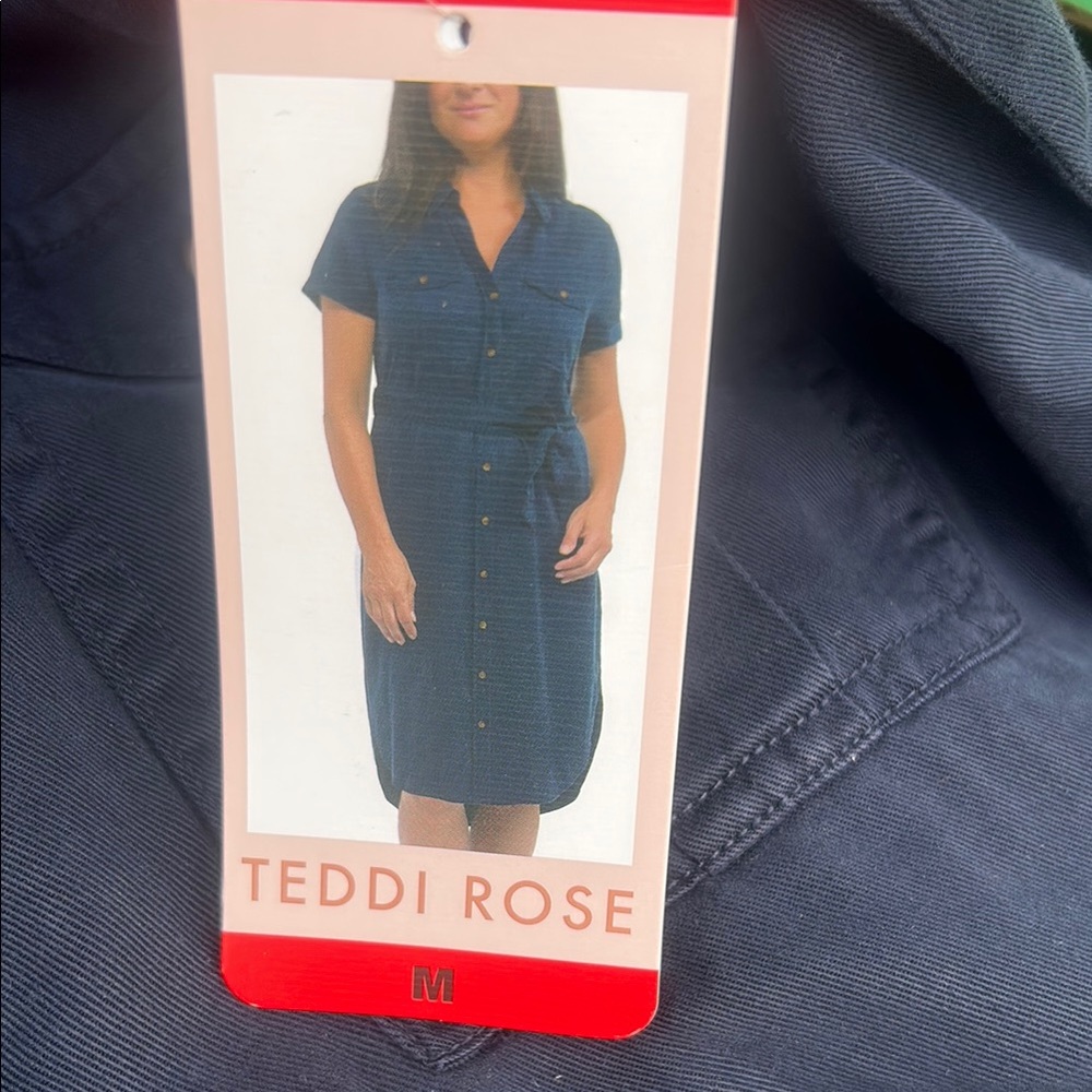 Teddi Rose Women's Blue Button Down Dress Navy M, L, XL NWT
